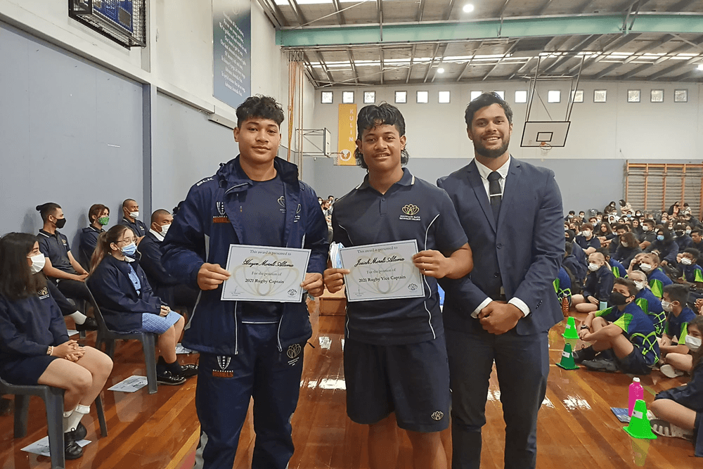 Mr Matt Ritani with Rugby Captain Josiah Moreli Alamo